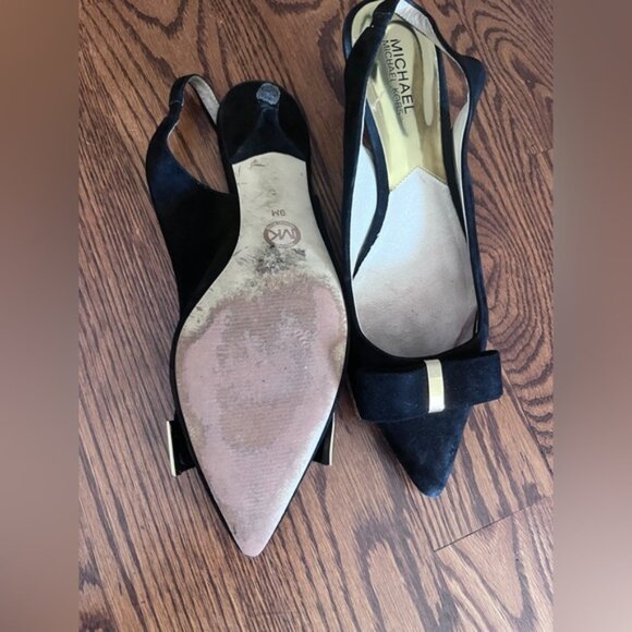 Michael Kors Black Slingback kitten Heels with Bow size 9 - Picture 2 of 3